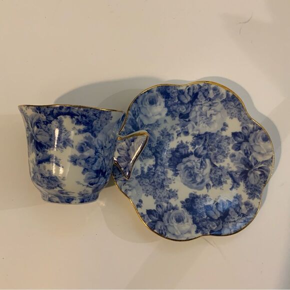 A Special Place Roses blue Cup And Saucer With A Butterfly Handle A3 - Picture 4 of 10